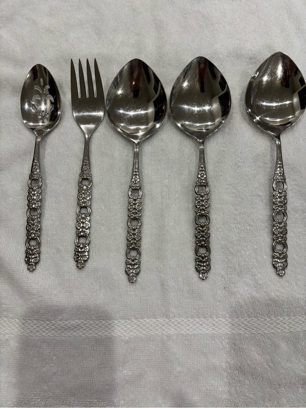 Oneida Viola Vintage Stainless 5 Pc Serving Set Pierced Ornate